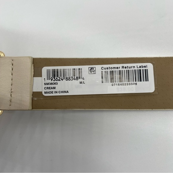Steve Madden Cream Gold Metal Interlock Stretch Belt size M/L NEW - Picture 6 of 6